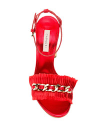 rote Satin Sandaletten von Casadei