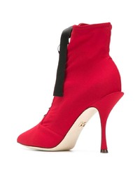 rote Schnürstiefeletten aus Leder von Dolce & Gabbana