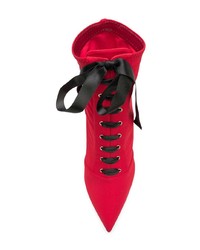 rote Schnürstiefeletten aus Leder von Dolce & Gabbana