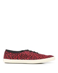 rote Segeltuch niedrige Sneakers mit Leopardenmuster von Saint Laurent