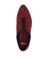 rote Segeltuch niedrige Sneakers mit Leopardenmuster von Saint Laurent