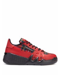 rote Segeltuch niedrige Sneakers mit Schottenmuster von Giuseppe Zanotti