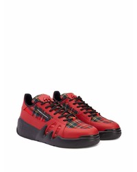 rote Segeltuch niedrige Sneakers mit Schottenmuster von Giuseppe Zanotti