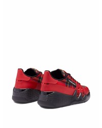 rote Segeltuch niedrige Sneakers mit Schottenmuster von Giuseppe Zanotti