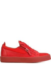 rote Segeltuch niedrige Sneakers von Giuseppe Zanotti Design