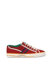 rote Segeltuch niedrige Sneakers von Gucci
