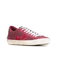 rote Segeltuch niedrige Sneakers von Philippe Model