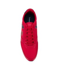 rote Segeltuch niedrige Sneakers von Lacoste