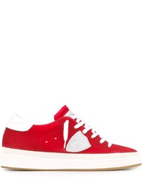 rote Segeltuch niedrige Sneakers von Philippe Model
