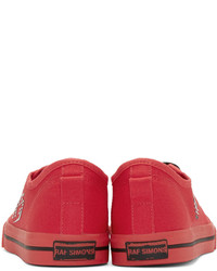 rote Segeltuch niedrige Sneakers von Raf Simons