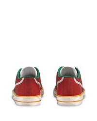 rote Segeltuch niedrige Sneakers von Gucci