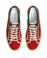 rote Segeltuch niedrige Sneakers von Gucci