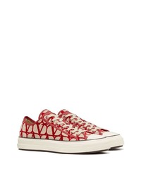 rote Segeltuch niedrige Sneakers von Valentino Garavani