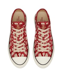 rote Segeltuch niedrige Sneakers von Valentino Garavani