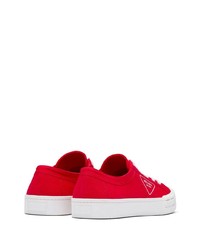 rote Segeltuch niedrige Sneakers von Prada