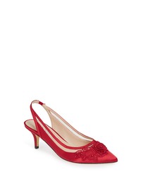 rote Segeltuch Pumps mit Blumenmuster