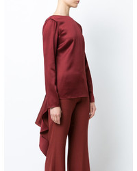 rote Seide Bluse von Rosetta Getty