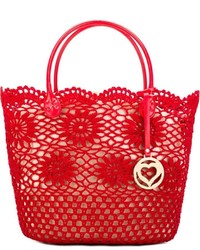 rote Shopper Tasche aus Häkel