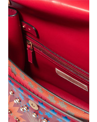 rote Shopper Tasche aus Leder mit Flicken von Valentino