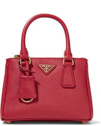 rote Shopper Tasche aus Leder mit Reliefmuster von Prada