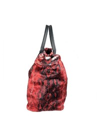 rote Shopper Tasche aus Leder mit Schlangenmuster von COLLEZIONE ALESSANDRO