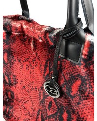 rote Shopper Tasche aus Leder mit Schlangenmuster von COLLEZIONE ALESSANDRO