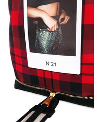 rote Shopper Tasche aus Leder mit Schottenmuster von N°21
