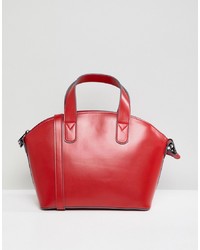 rote Shopper Tasche aus Leder von ASOS DESIGN