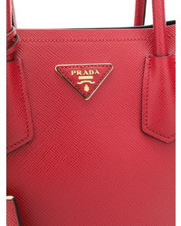 rote Shopper Tasche aus Leder von Prada