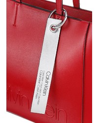rote Shopper Tasche aus Leder von Calvin Klein