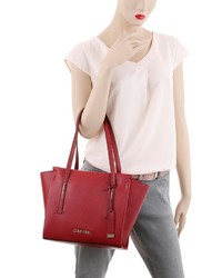 rote Shopper Tasche aus Leder von Calvin Klein