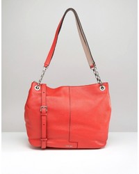 rote Shopper Tasche aus Leder von Calvin Klein