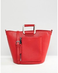 rote Shopper Tasche aus Leder von Faith