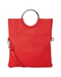 rote Shopper Tasche aus Leder von Hallhuber