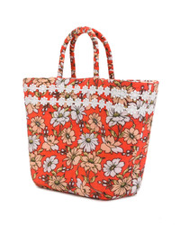 rote Shopper Tasche aus Segeltuch mit Blumenmuster von Faliero Sarti