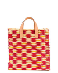 rote Shopper Tasche aus Stroh mit Schottenmuster von Comme Des Garcons Comme Des Garcons