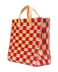 rote Shopper Tasche aus Stroh mit Schottenmuster von Comme Des Garcons Comme Des Garcons