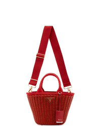 rote Shopper Tasche aus Stroh von Prada