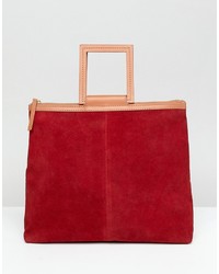 rote Shopper Tasche aus Wildleder von ASOS DESIGN