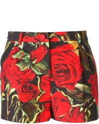 rote Shorts mit Blumenmuster von Dolce & Gabbana