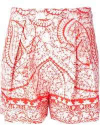 rote Shorts mit Blumenmuster von Giambattista Valli