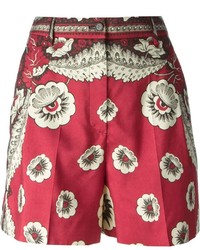 rote Shorts mit Blumenmuster von Valentino