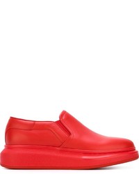 rote Slip-On Sneakers aus Leder von Alexander McQueen