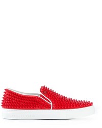 rote Slip-On Sneakers aus Leder von Philipp Plein