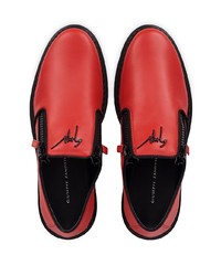 rote Slip-On Sneakers aus Leder von Giuseppe Zanotti