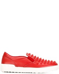 rote Slip-On Sneakers aus Leder von Valentino Garavani