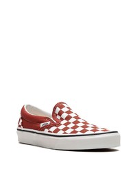 rote Slip-On Sneakers aus Segeltuch mit Karomuster von Vans