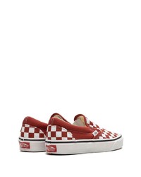 rote Slip-On Sneakers aus Segeltuch mit Karomuster von Vans