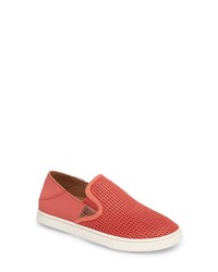 rote Slip-On Sneakers aus Segeltuch