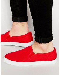 rote Slip-On Sneakers aus Segeltuch von Asos